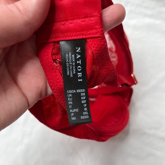 Natori Pretty Smooth Seamless Lace Underwire Red Bra 30DDD - Picture 5 of 8
